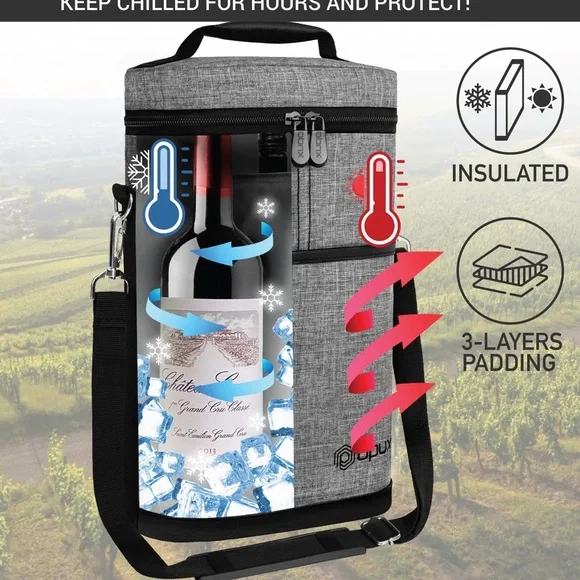 Gray Wine Carrier Bag - Picture 4 of 4